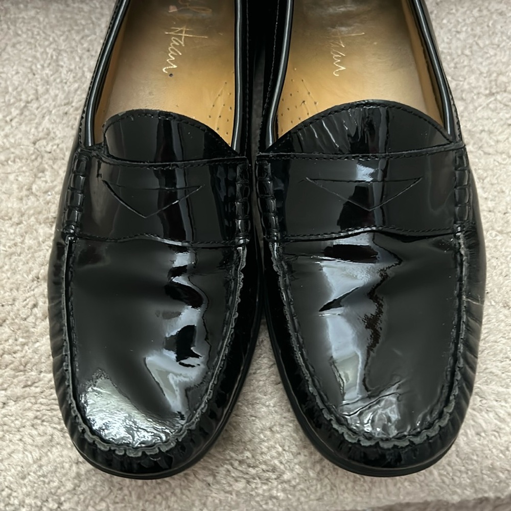 Cole Haan Womens Air Erika Penny Loafer Shoes Black Patent Leather Moc Toe8 1/2B